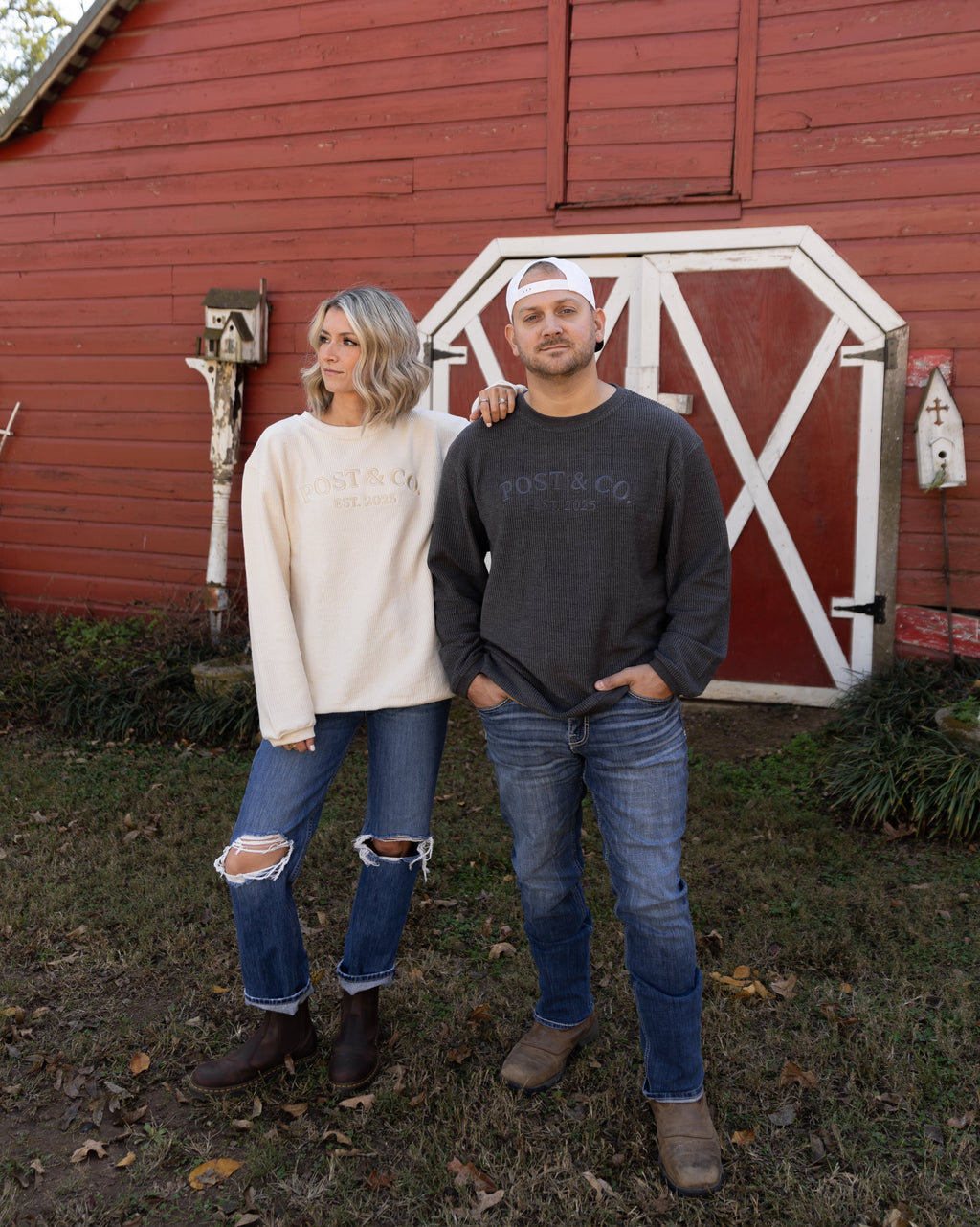 Post & Co. Logo Corded Crew Sweatshirt