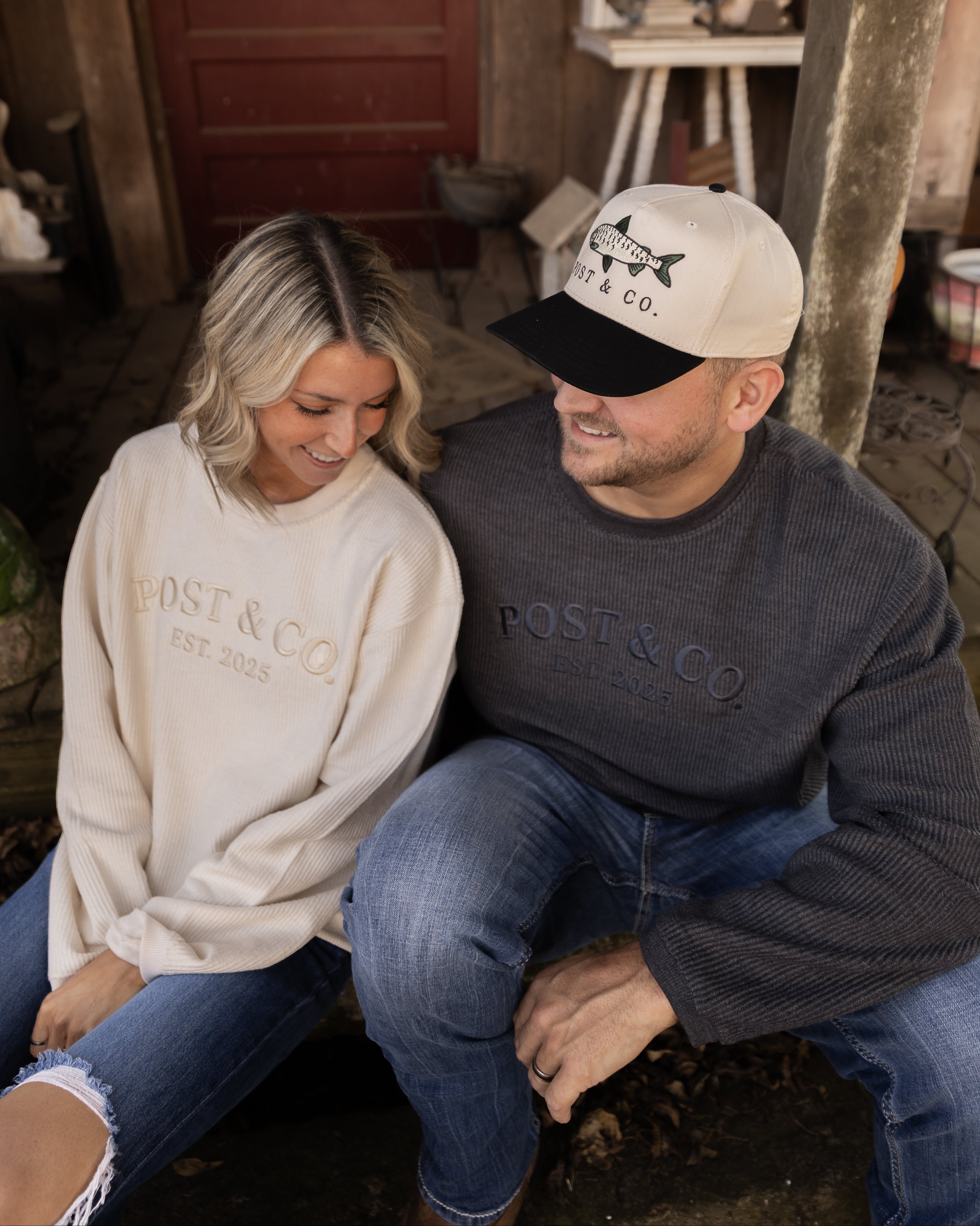 Post & Co. Logo Corded Crew Sweatshirt