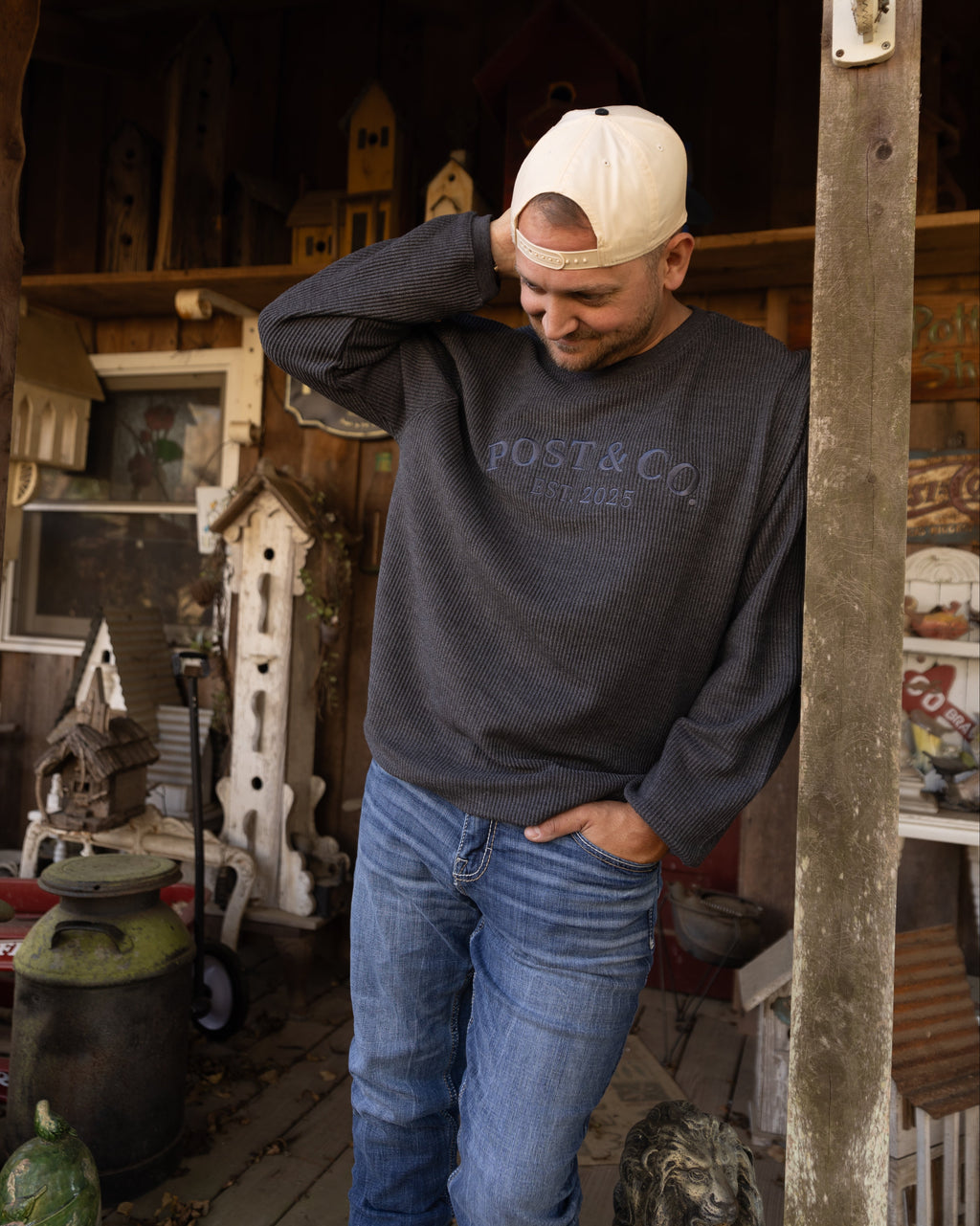 Post & Co. Logo Corded Crew Sweatshirt
