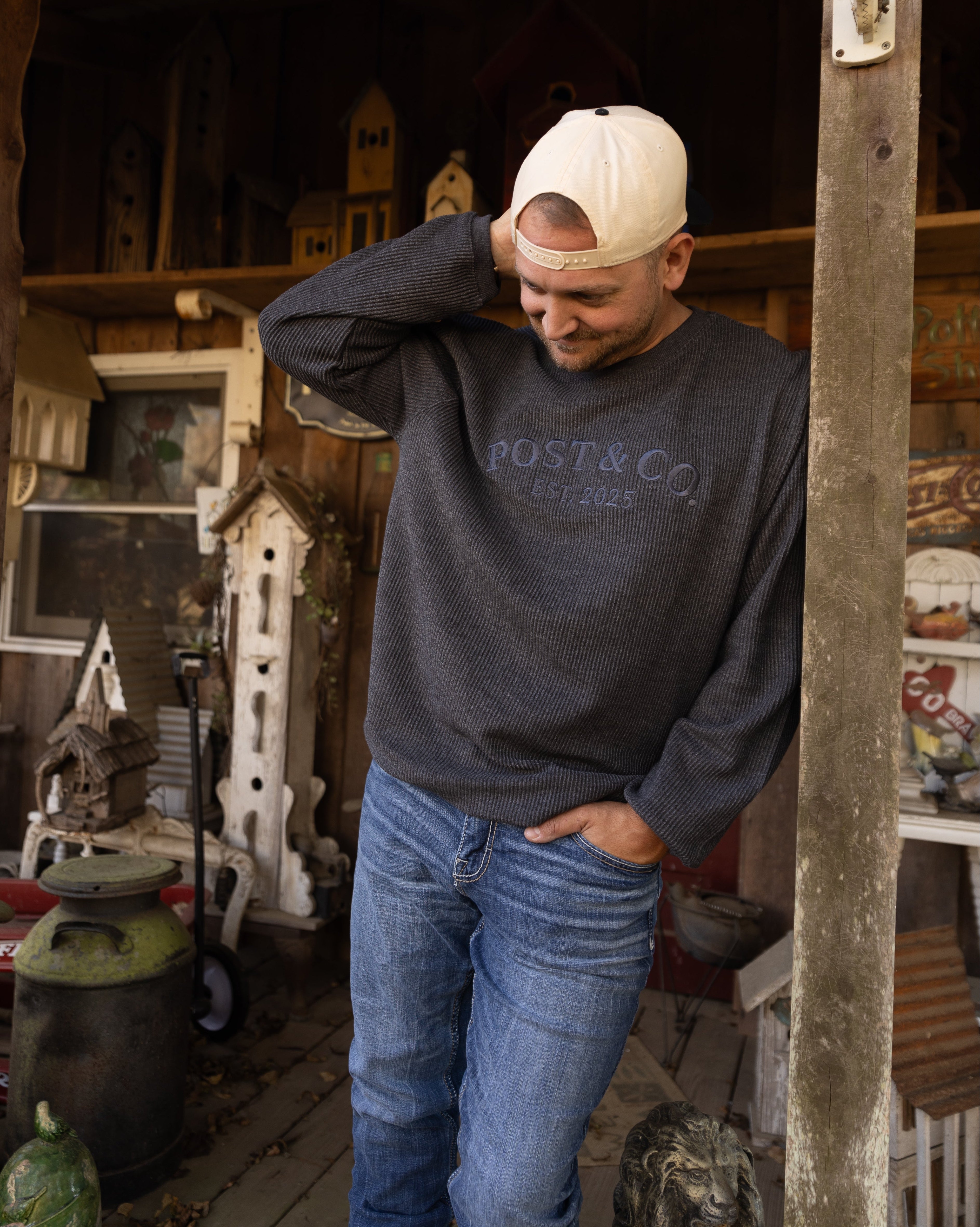 Post & Co. Logo Corded Crew Sweatshirt