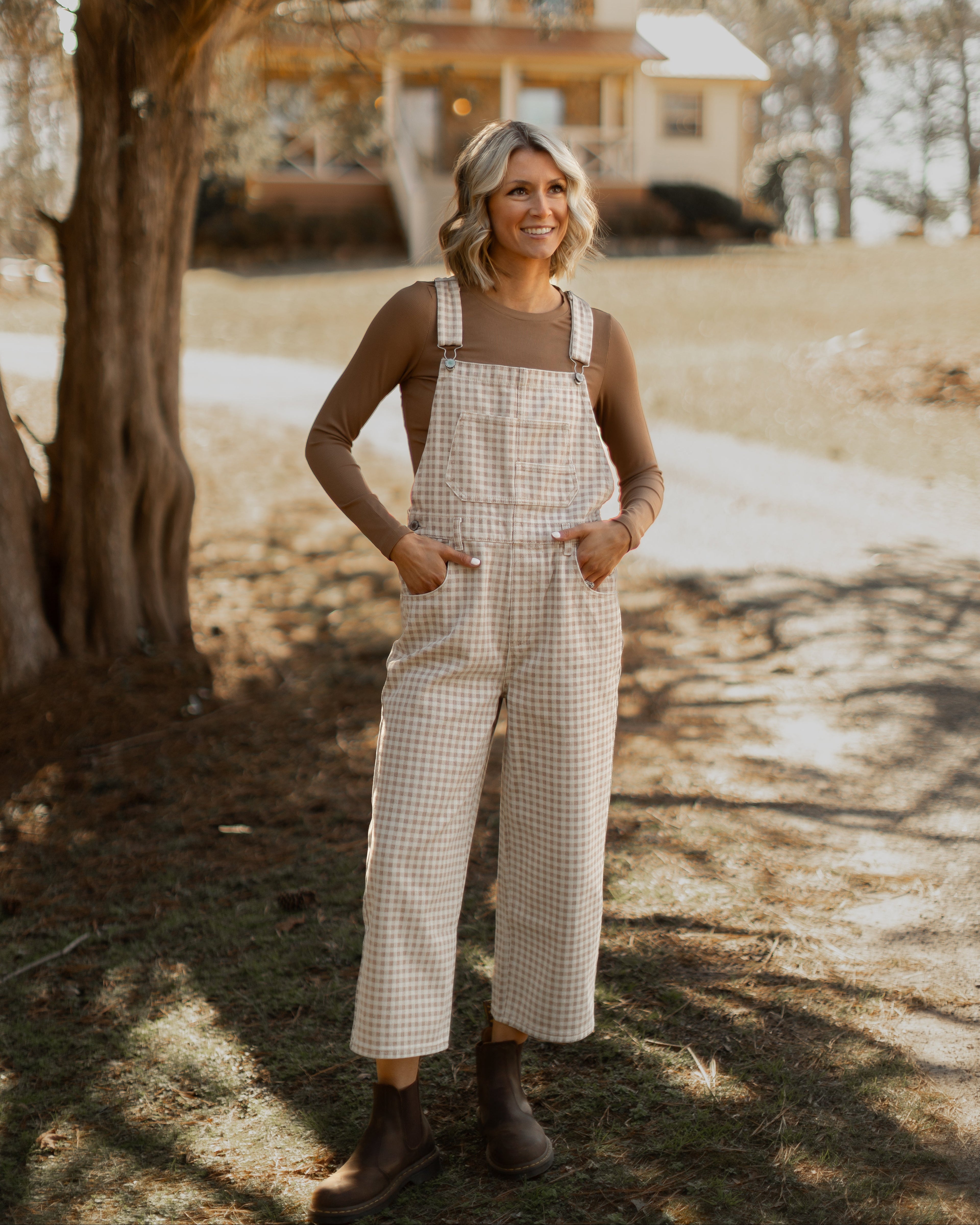 Hattie Gingham Denim Overalls