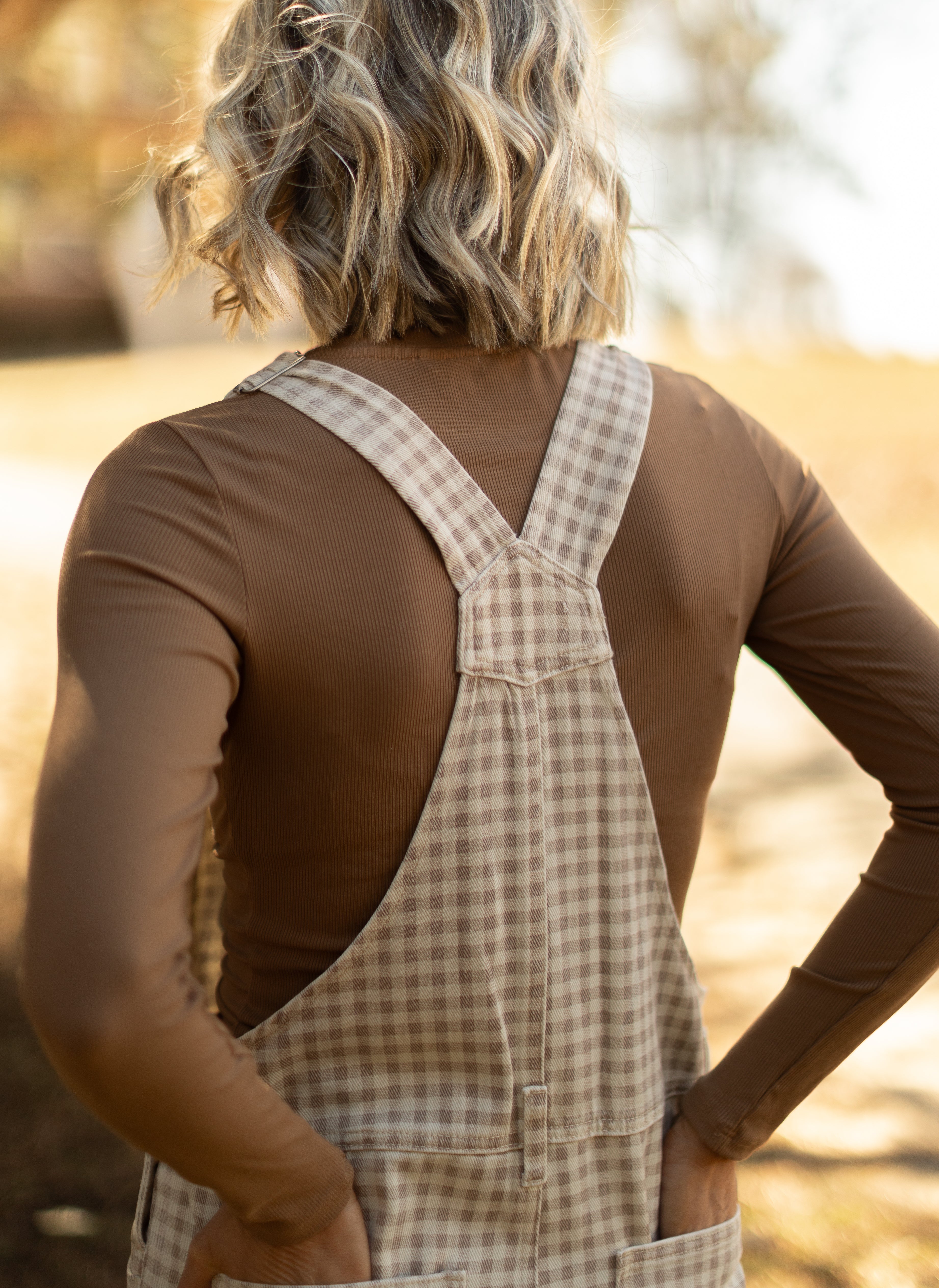 Hattie Gingham Denim Overalls