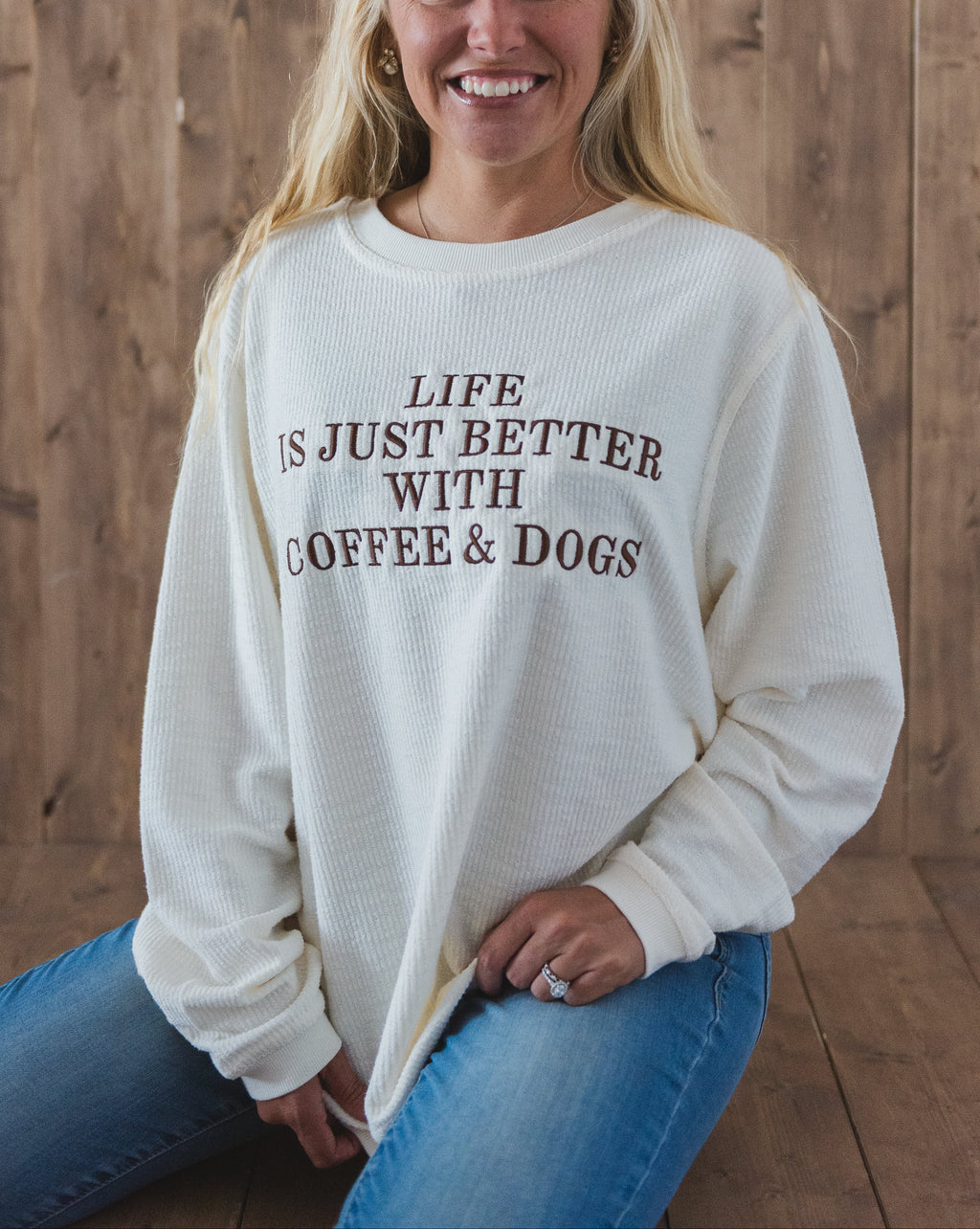 Coffee & Dogs Corded Crewneck