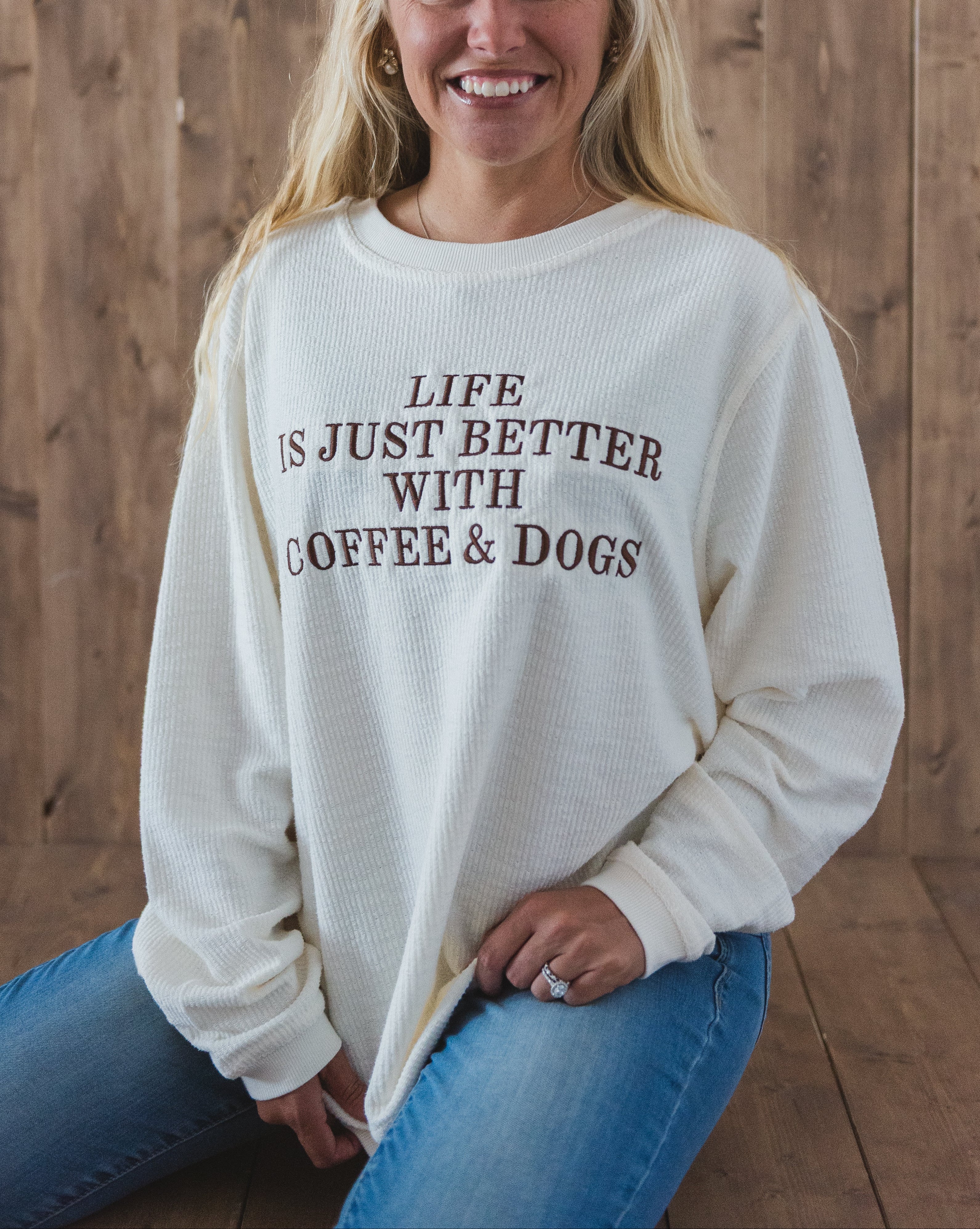Coffee & Dogs Corded Crewneck