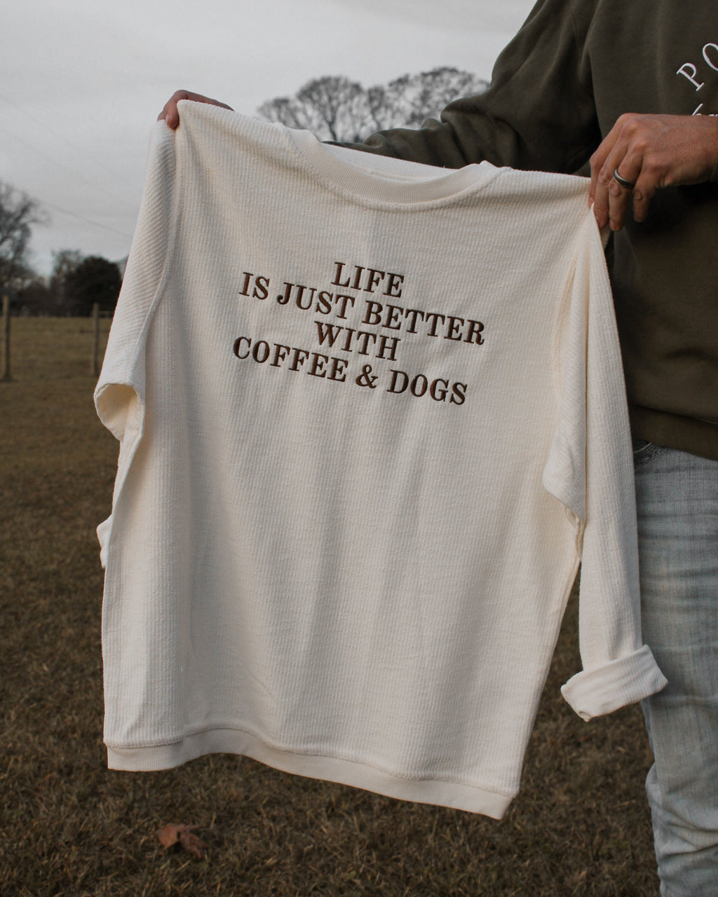 Coffee & Dogs Corded Crewneck